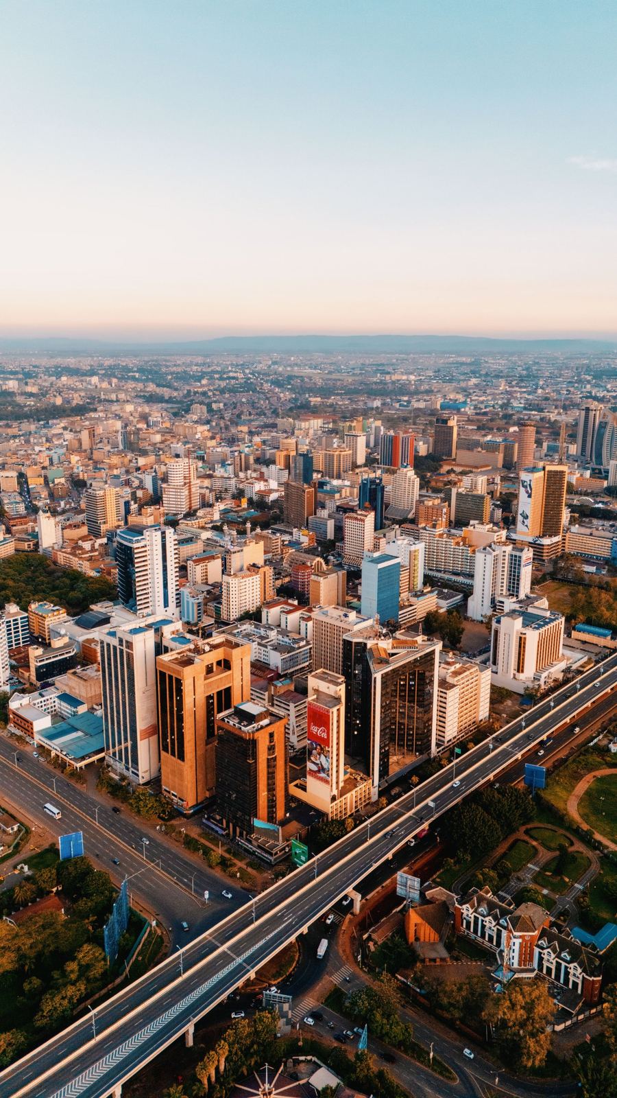 Aerial view of Nairobi at sunrise
